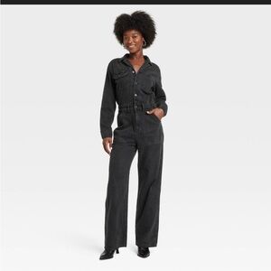NWT Universal Thread Black Denim Utility Jumpsuit size 14